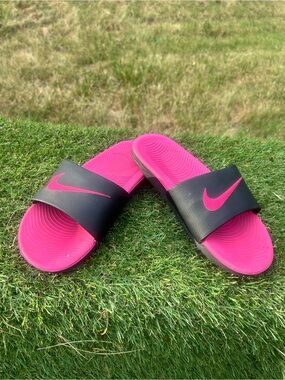Nike Kawa Youth ,Girls Size 6y,Shoes Black Pink Slides Comfort Sport Sandals